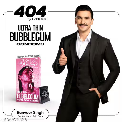 404 by Bold Care Super Ultra Thin Bubblegum Flavored Condoms For Men - 20 Count (Pack of 2)