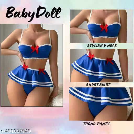 3 Piece Sexy set | blue babydoll | surprise gift for girlfriend | | honeymoon nighty sexy | honeymoon dress sexy | romantic dress for women | fancy lingrie set nighty |